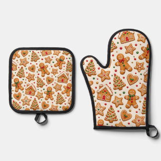 Set De Manoplas Galletas de jengibre con acuarela y regalos de Nav