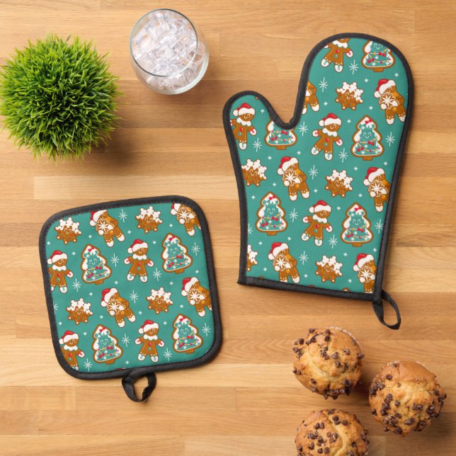Set De Manoplas Galletas de jengibre de Navidad (De arriba hacia abajo)