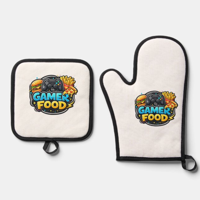 Set De Manoplas Gamer Food Oven Mitts – Funny Gaming Kitchen (Anverso)