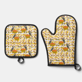 Set De Manoplas Gant de Cuisine et Manique Panier de Citrouilles