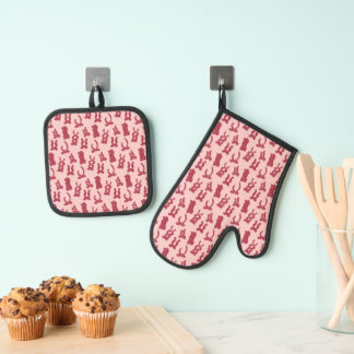 Set De Manoplas Gants de cuisine élégants avec design de nœuds dél