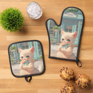 Set De Manoplas Gatito suave con langosta en pastelería