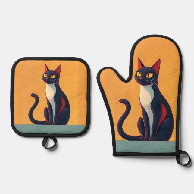 Set De Manoplas Gato curioso (Anverso)
