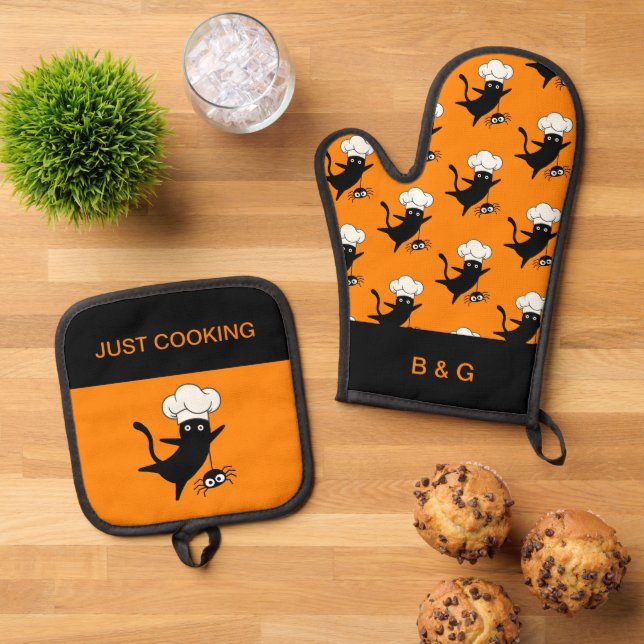 Set De Manoplas gato de halloween (De arriba hacia abajo)