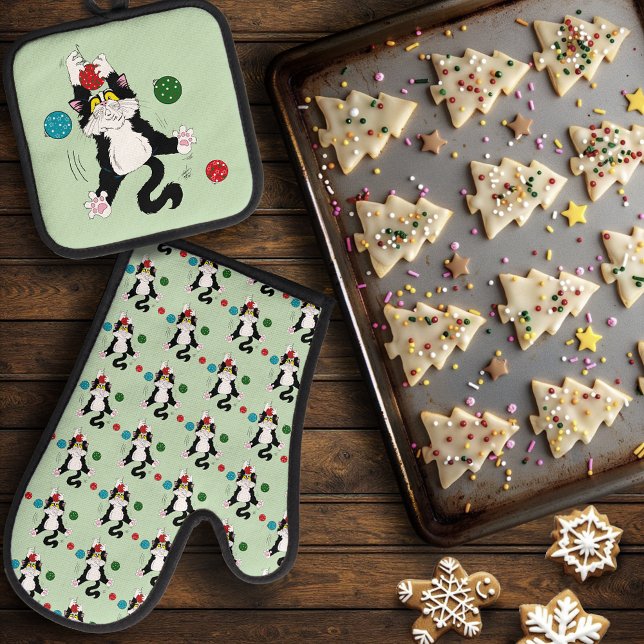 Set De Manoplas Gato de Navidades blancos tuxedo (Subido por el creador)