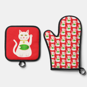 Set De Manoplas Gato Lucky Oriental