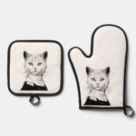 Set De Manoplas Gato místico blanco y negro de Salem