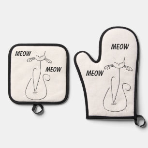 Set De Manoplas Gato negro Slinky dice Maúlla Maúlla Personalizado