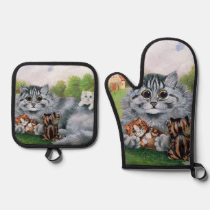 Set De Manoplas Gato y sus gatitos, Louis Wain