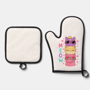 Set De Manoplas Gatos Kawaii Apilados Monos
