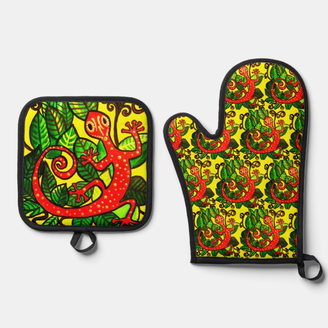 Set De Manoplas Gecko Rojo (Anverso)