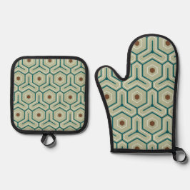 Set De Manoplas Geometric pattern with interlocking hexagons