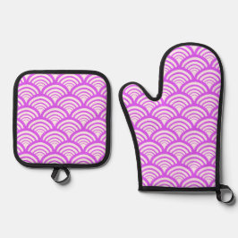 Set De Manoplas Geometric Scallop Arch Citrus Hot Pink