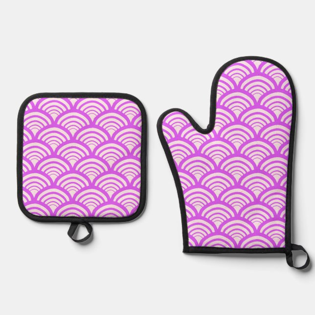 Set De Manoplas Geometric Scallop Arch Citrus Hot Pink (Anverso)