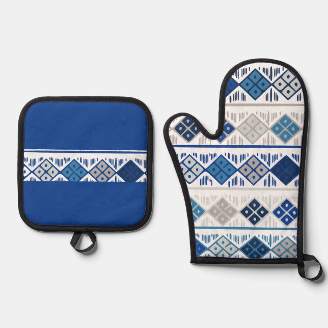 Set De Manoplas Geométrico gris azul (Anverso)