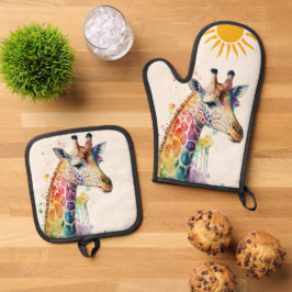 Set De Manoplas Girafa acuarela