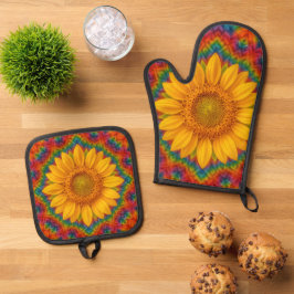 Set De Manoplas Girasol caleidoscopio