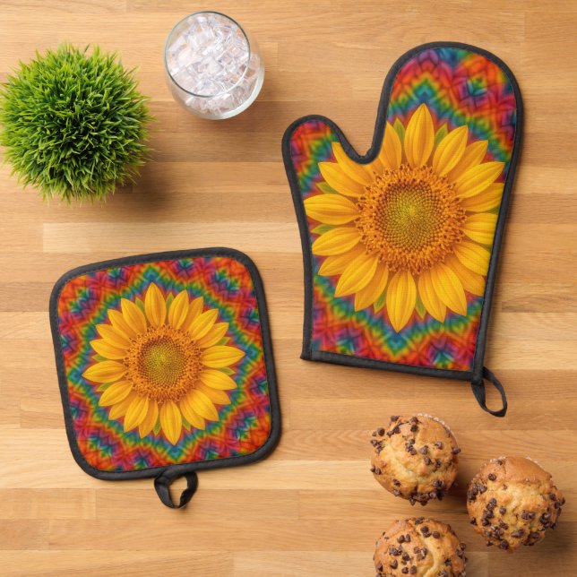 Set De Manoplas Girasol caleidoscopio  (De arriba hacia abajo)