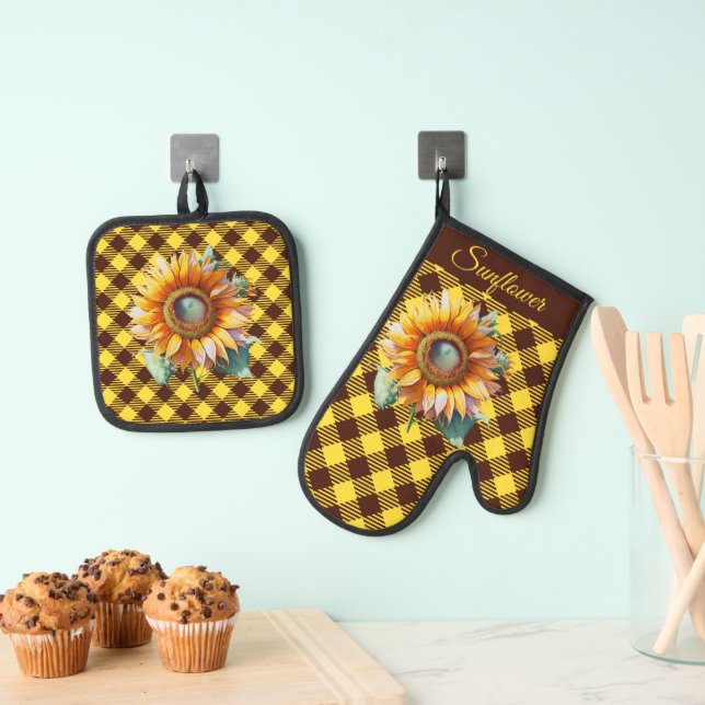 Set De Manoplas "Girasol"  Gingham (Insitu (colgante))