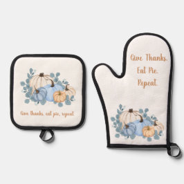 Set De Manoplas Give Thanks Eat Pie Repeat Autumn Pumpkins