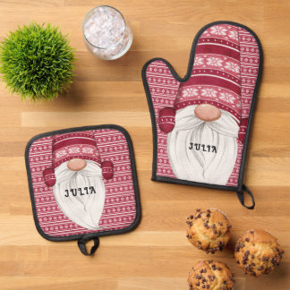 Set De Manoplas Gnome nórdico rojo personalizado