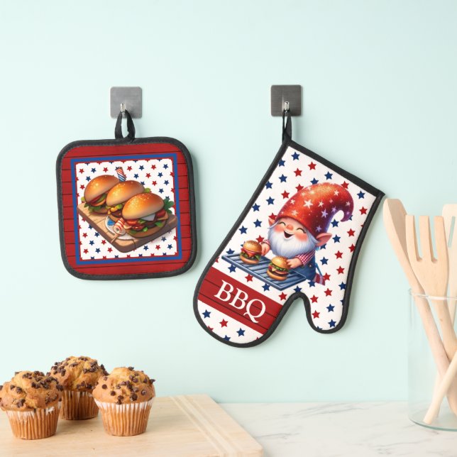 Set De Manoplas Gnomo de barbacoa americana (Insitu (colgante))