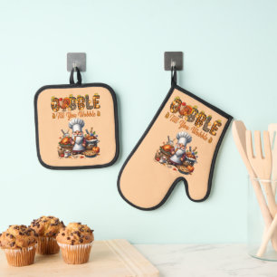 Set De Manoplas Gobble hasta que tambaleas a Oven Mitt y Pot Holde