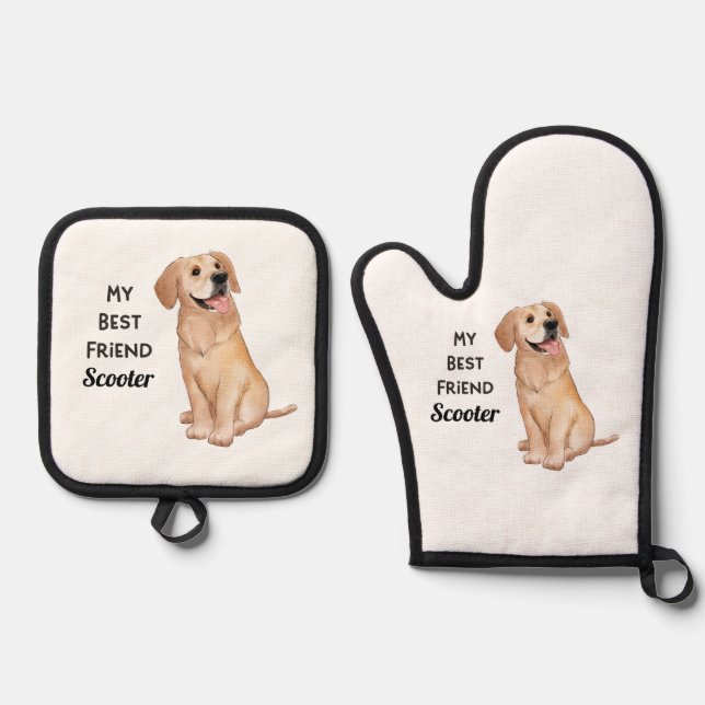 Set De Manoplas Golden Retriever My Best Friend Custom Name (Anverso)