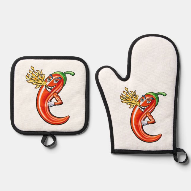 Set De Manoplas Gracioso Chili picante En Fuego (Anverso)