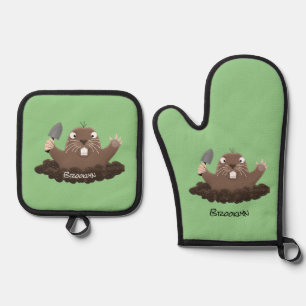 Set De Manoplas Gracioso gopher digging personalizado ilustracion