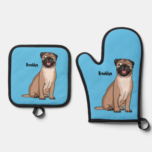 Set De Manoplas Gracioso ilustracion de personalizado de perro de  (Anverso)