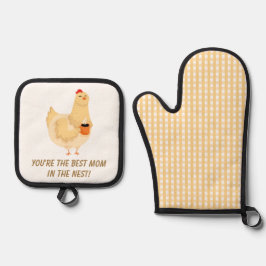 Set De Manoplas Gracioso pollo Hen Madre Humor Granja Mamá