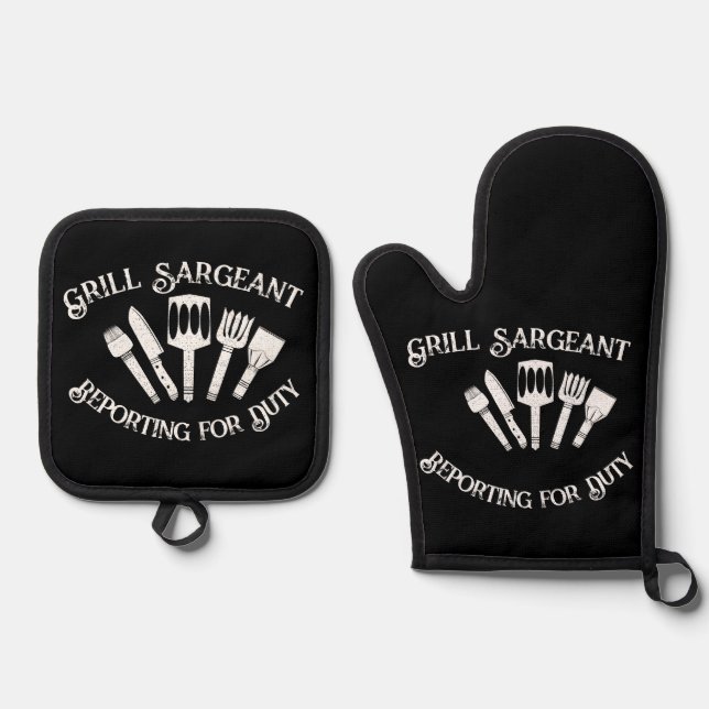 Set De Manoplas Gracioso regalo de parrillada para hombres: Sargen (Anverso)