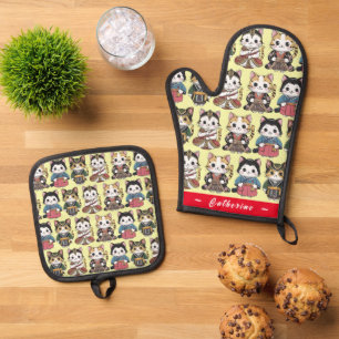 Set De Manoplas Gracioso Trato Nacional De Gatos (Personalizado)