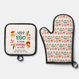 Set De Manoplas Gracioso TU EGO ES NACHO AMIGO Personalizado Texto