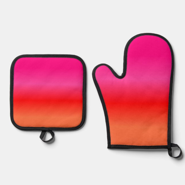 Set De Manoplas Gradiente rosa, rojo y Naranja (Anverso)