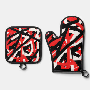 Set De Manoplas Graffiti negro, blanco y rojo