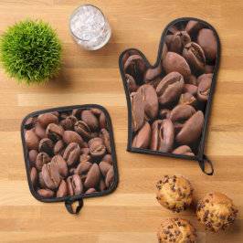 Set De Manoplas Granos de Café Tostados Artísticos