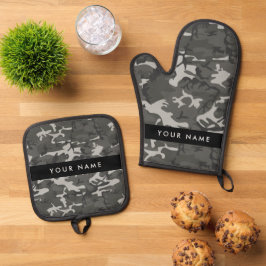 Set De Manoplas Gray Camouflage Pattern, Your name, Personalize