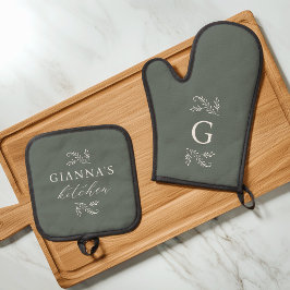 Set De Manoplas Green | Cocina Botánica personalizada de su nombre