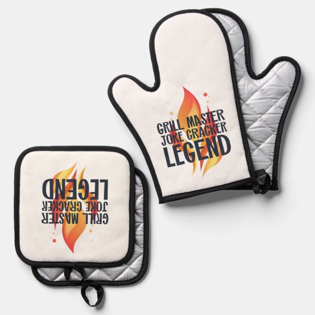 Set De Manoplas Grill Legend BBQ Poster (Anverso/Reverso)