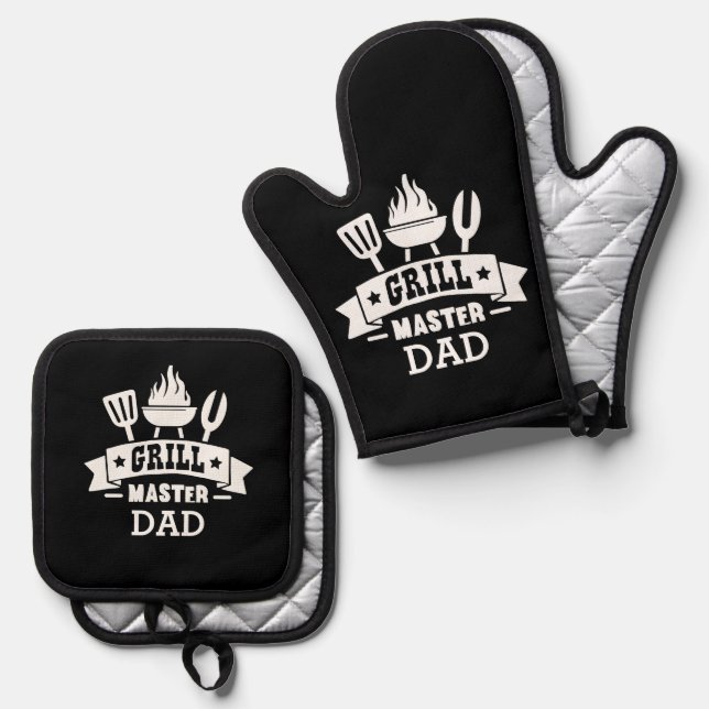 Set De Manoplas Grill Master Dad (Anverso/Reverso)