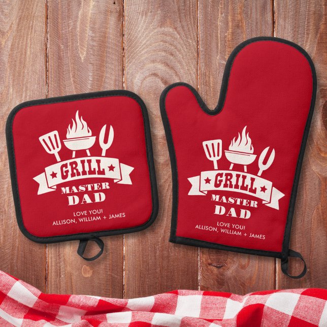 Set De Manoplas Grill Master Dad Red (Subido por el creador)