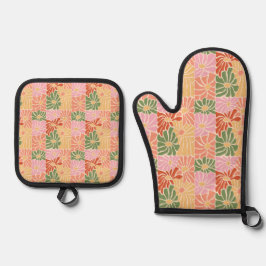 Set De Manoplas Groovy Floral Retro 