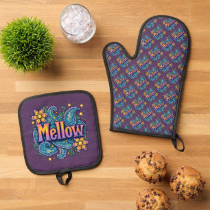 Set De Manoplas Groovy psicodélico "Mellow" Retro Arte Hippie