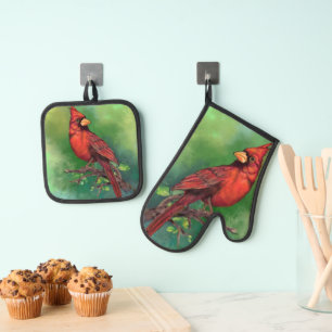 Set De Manoplas Grupo de portaobjetos del cardenal rojo del norte 