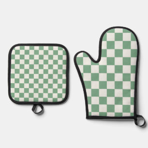 Set De Manoplas Guante de horno con patrón de tablero de ajedrez v