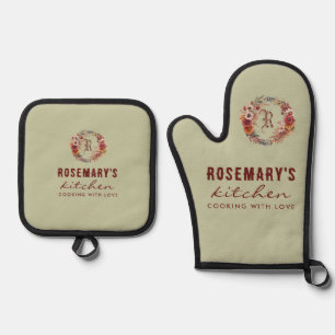 Set De Manoplas Guante de horno de flores de otoño personalizadas