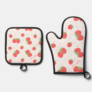 Set De Manoplas Guante de horno de fresa personalizado Kitc lindo 