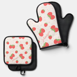 Set De Manoplas Guante de horno de fresa personalizado Kitc lindo 